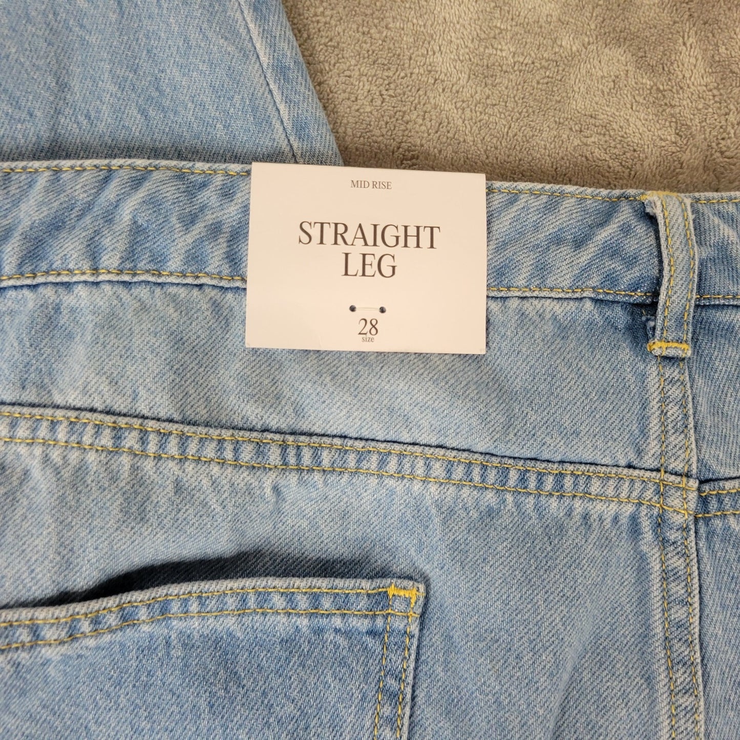 Future Collective Womens Jeans 28 Crop Straight Leg Mid Rise Blue Denim Raw Hem