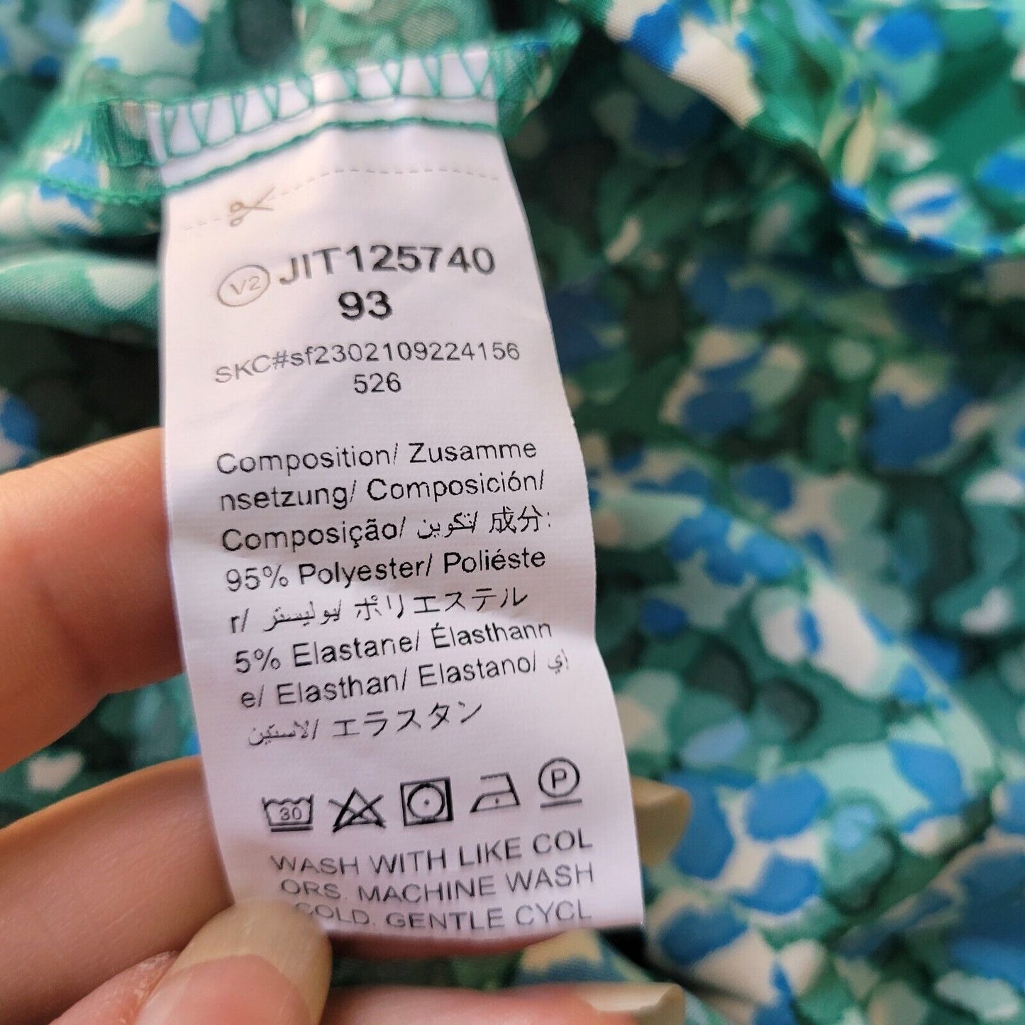 Emery Rose Womens Top 2XL Plus Tunic Baby Doll Green Watercolor Poly Blend