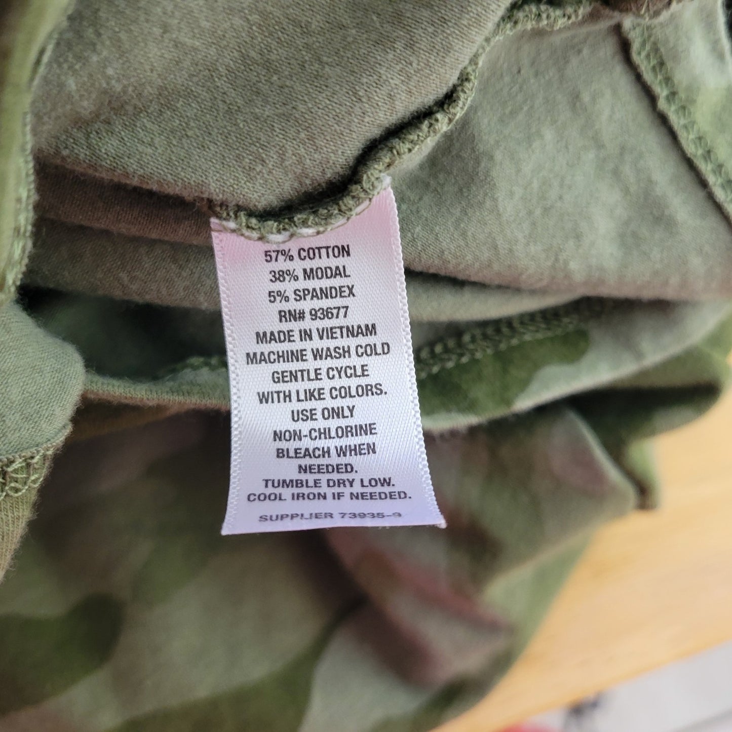 Ana Womens Top XXL 2XL Plus Tee Long Sleeve Green Camouflage Cotton Blend Comfy