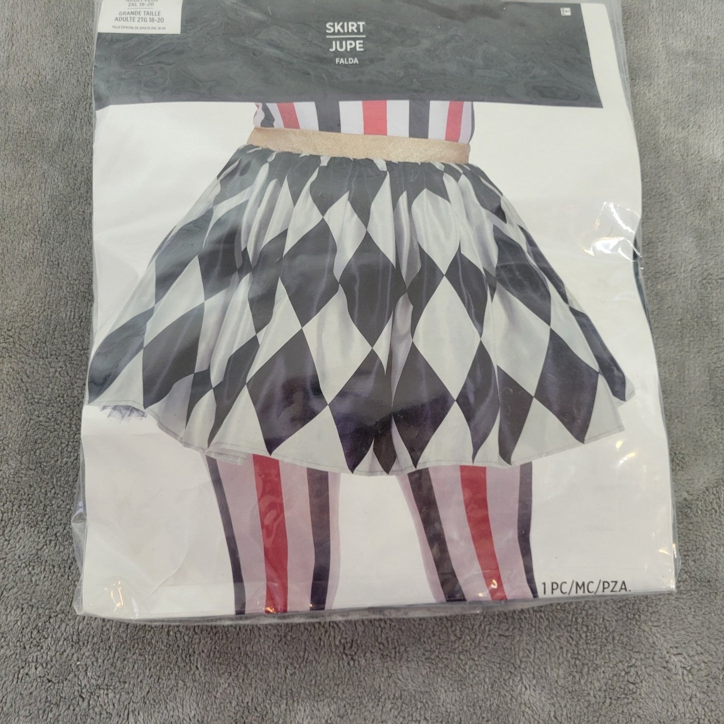 Adult Womens Halloween Costume Skirt ONLY 2XL 18 20 Plus Jester Joker Poker Mini