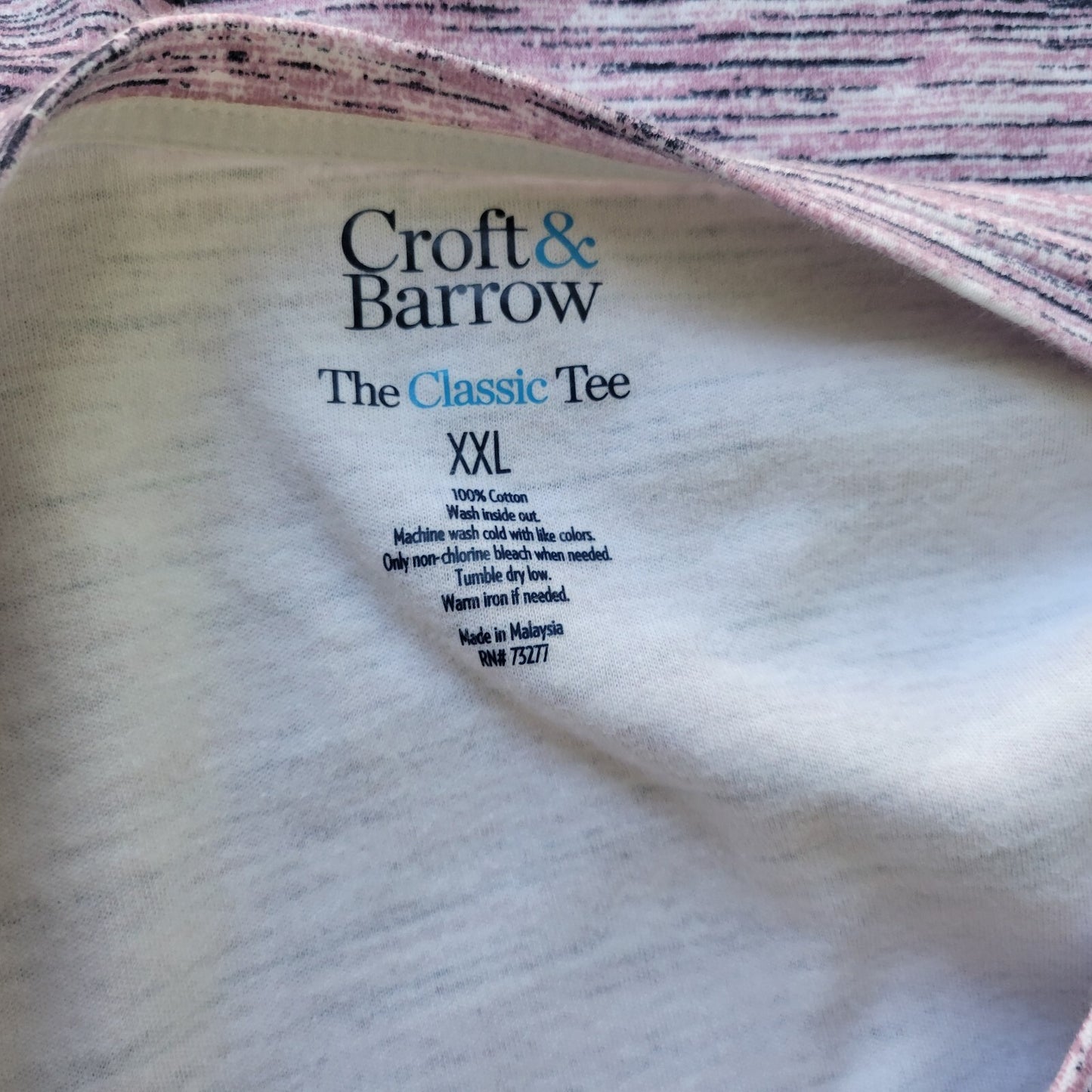Croft Barrow Womens Top XXL Plus Tee Classic Long Sleeve Pink Heather Cotton