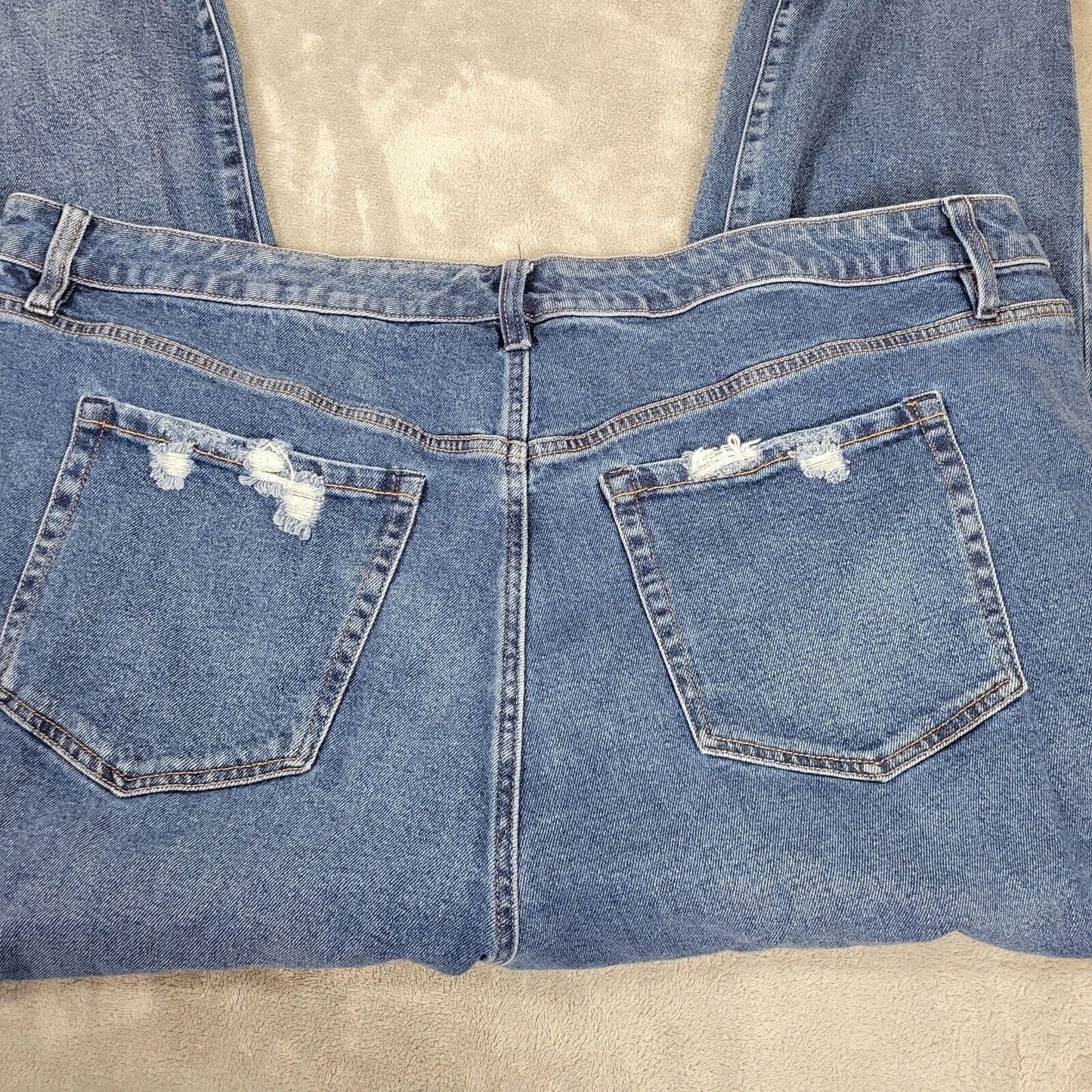 Liz Claiborne Womens Jeans 24 Plus Short Inseam Distressed Dark Blue Frayed Hems