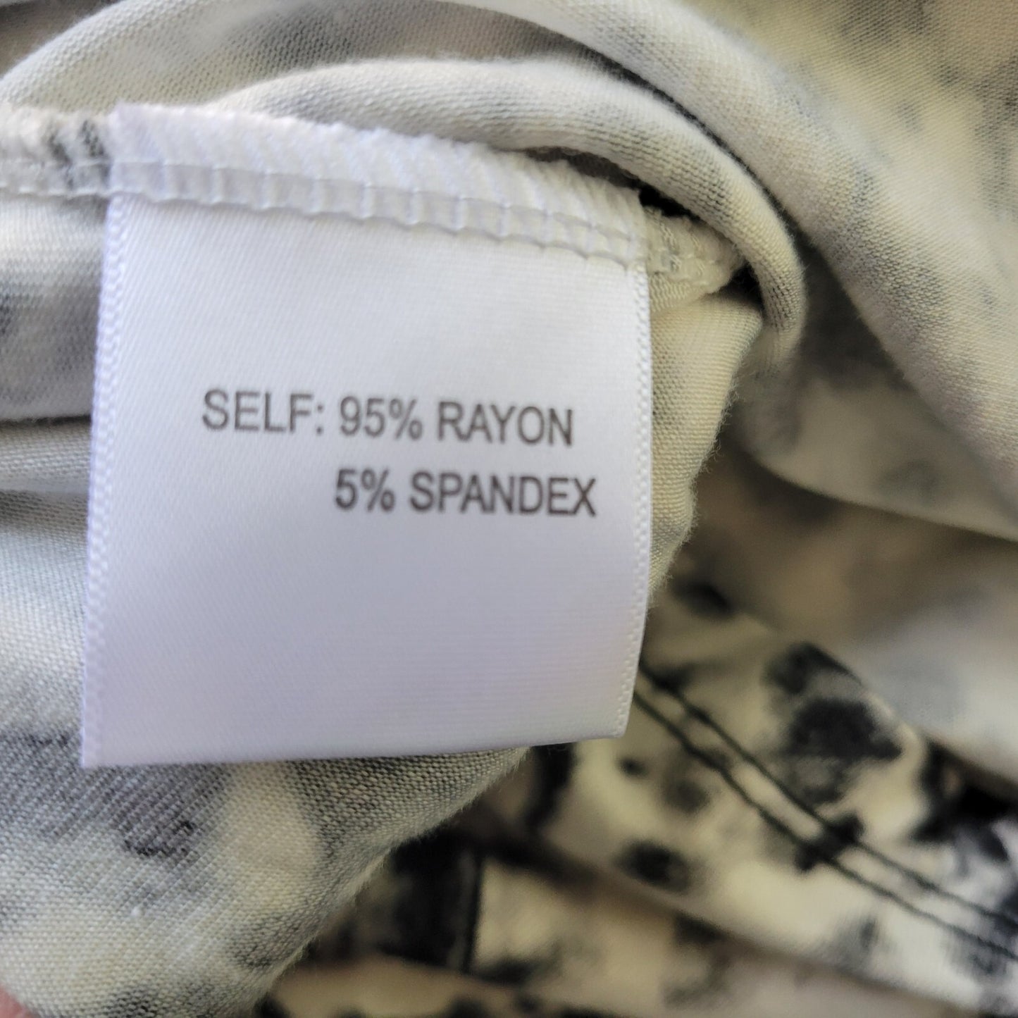 Rose Olive Womens Top 1X Plus Tunic 3/4 Sleeve Rayon Spandex Black White Tie Dye