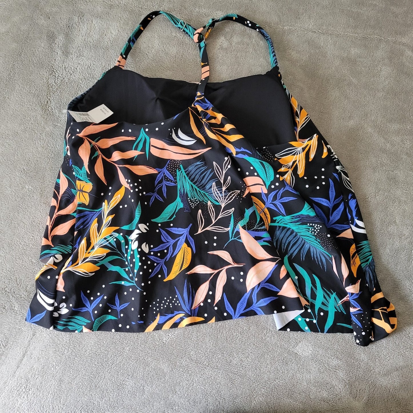 Maurices Womens Swim Top Extra Large TBack Blue Pink Floral Adjustable Spaghetti