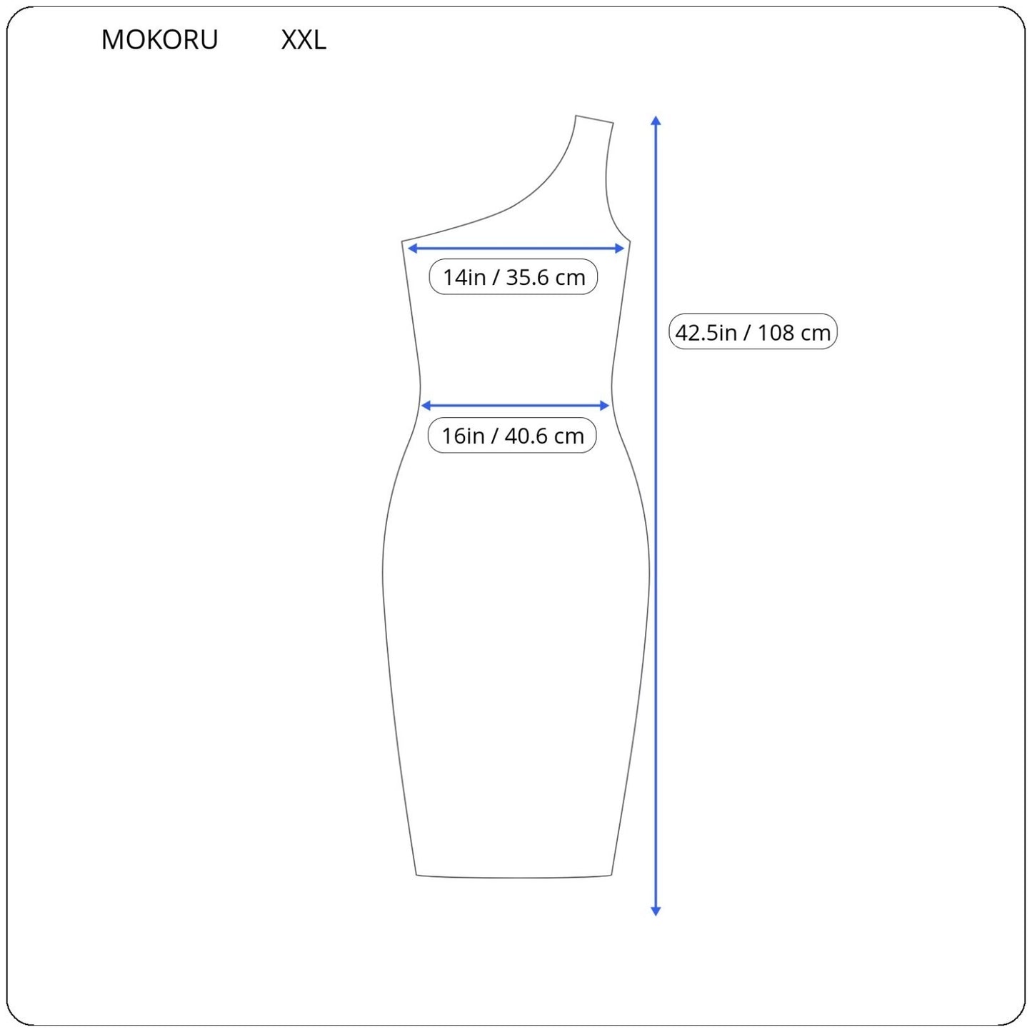 Mokoru Womens Dress XXL Plus One Shoulder Sheath Ruffle Sleeve Blue Party Zip Up