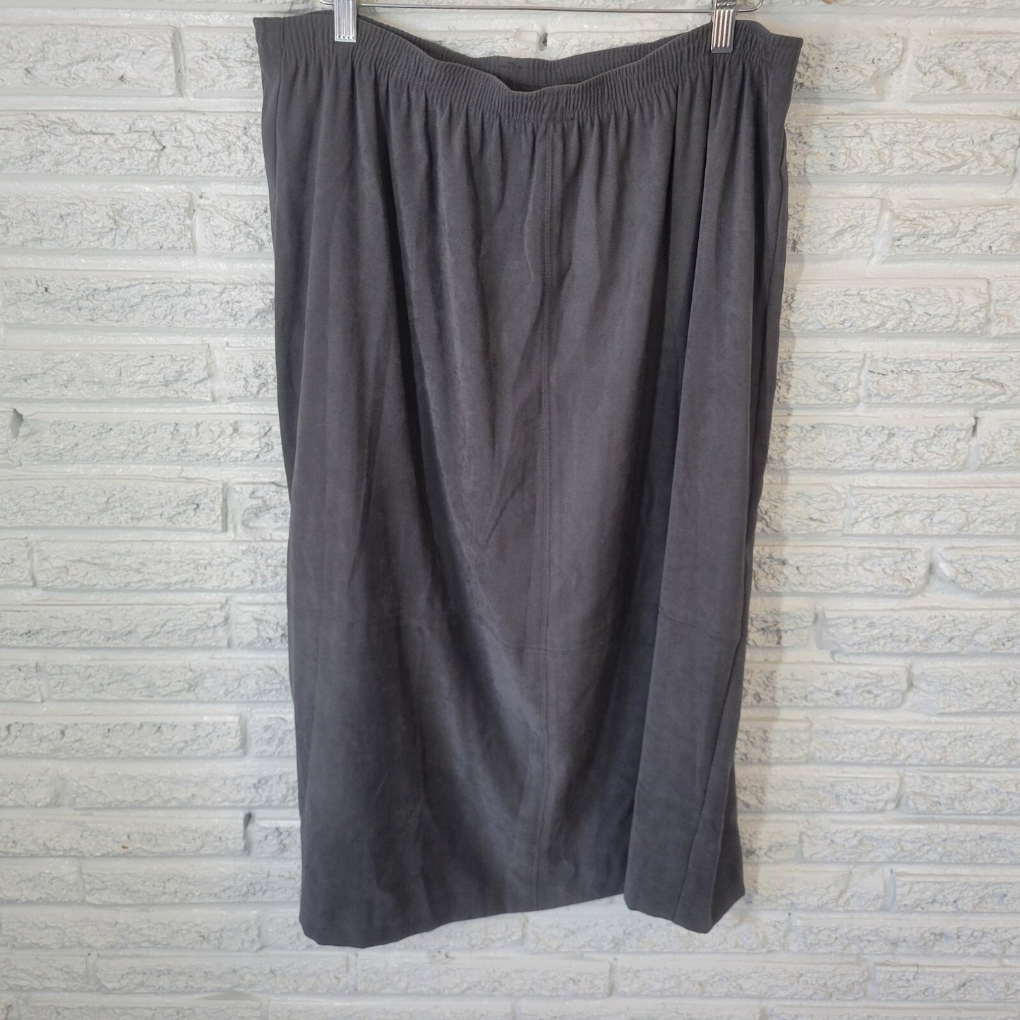 NIkki Womens Skirt 18 Plus Midi Aline Pull On Gray Poly Blend Office Casual