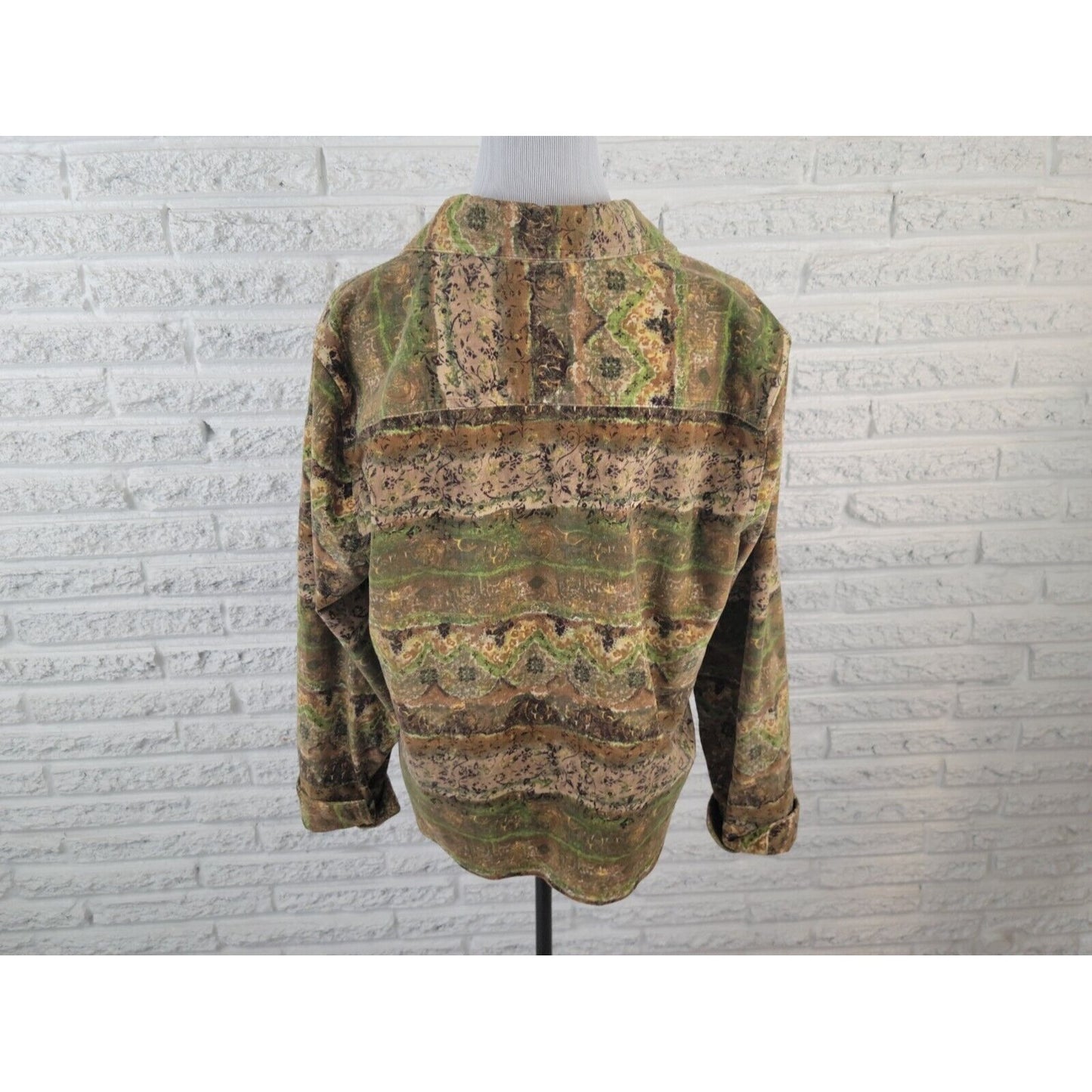 Christopher Banks Womens Jacket Extra Large Blazer Brown Geometric Corduroy Snap