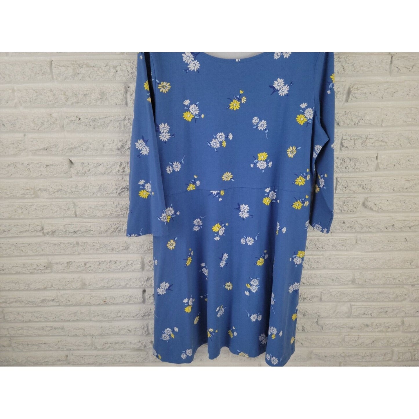 Old Navy Womens Dress XXL Shirt Fit Flare 3/4 Sleeve Blue Floral Pullover Boat