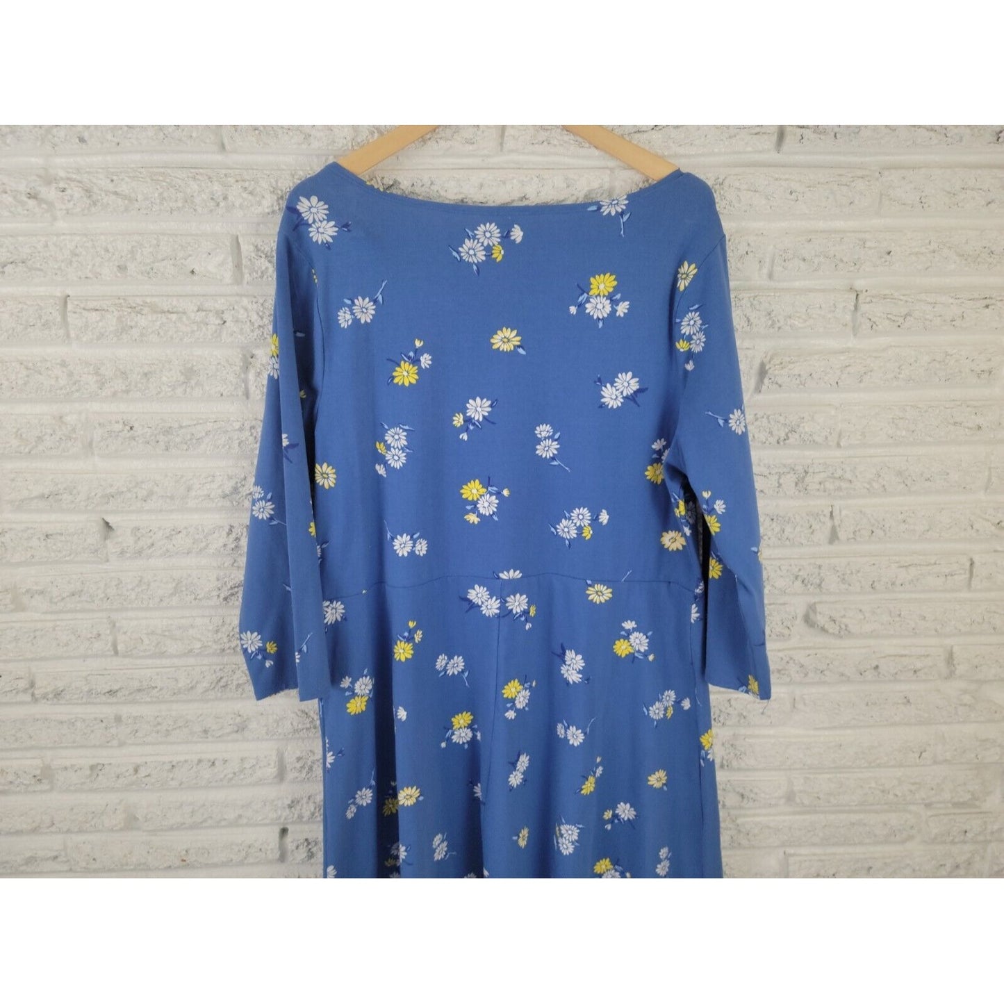 Old Navy Womens Dress XXL Shirt Fit Flare 3/4 Sleeve Blue Floral Pullover Boat