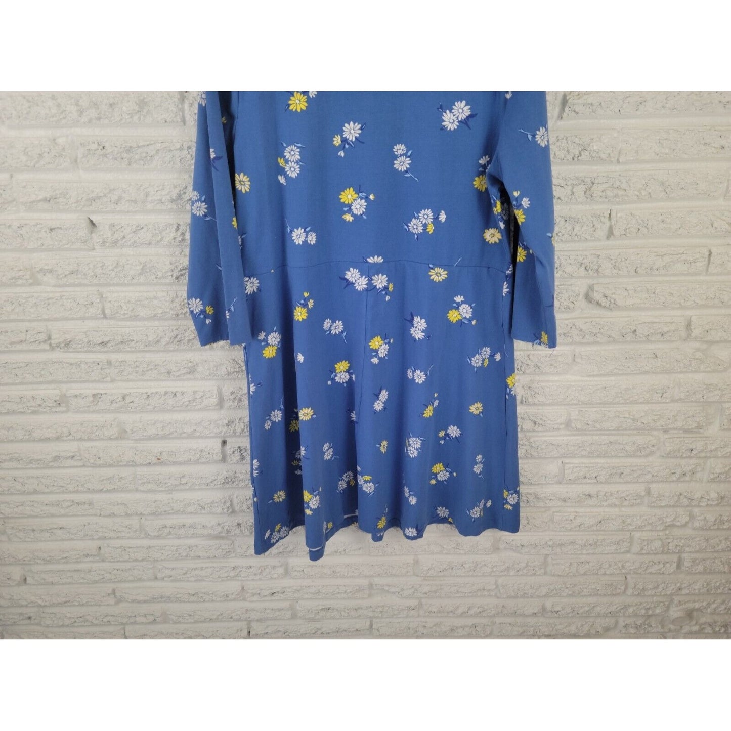 Old Navy Womens Dress XXL Shirt Fit Flare 3/4 Sleeve Blue Floral Pullover Boat