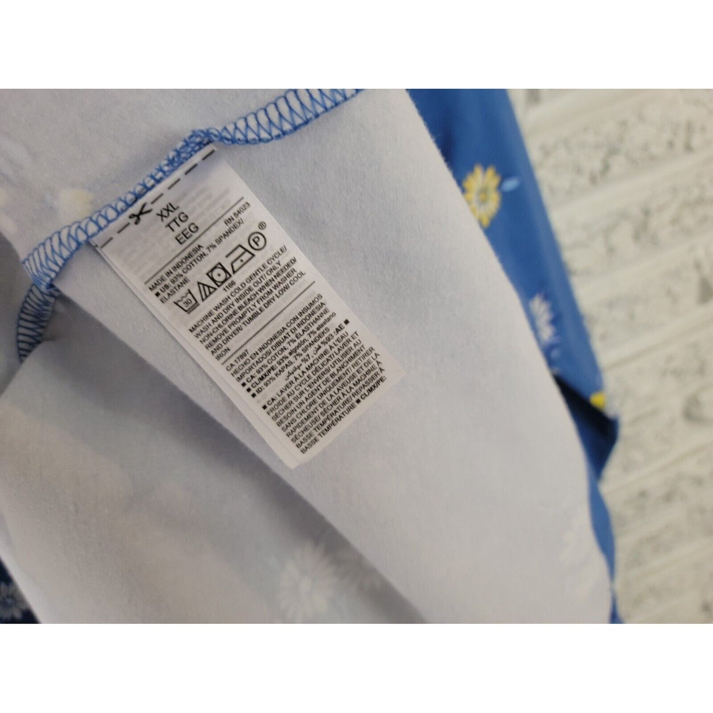 Old Navy Womens Dress XXL Shirt Fit Flare 3/4 Sleeve Blue Floral Pullover Boat