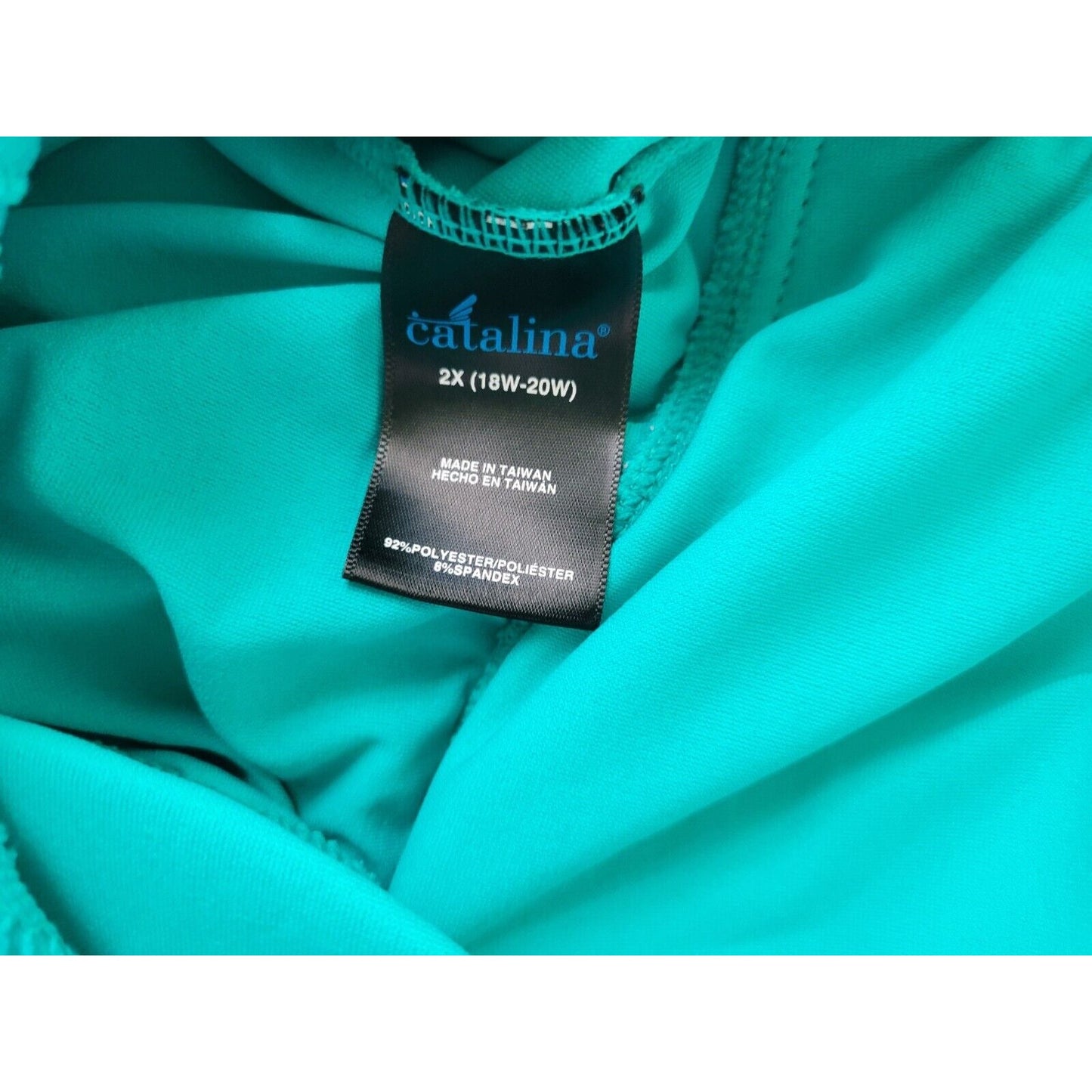 Catalina Womens Swim Top 2X Plus Adjustable Spaghetti Strap Aqua Blue Lace Bra