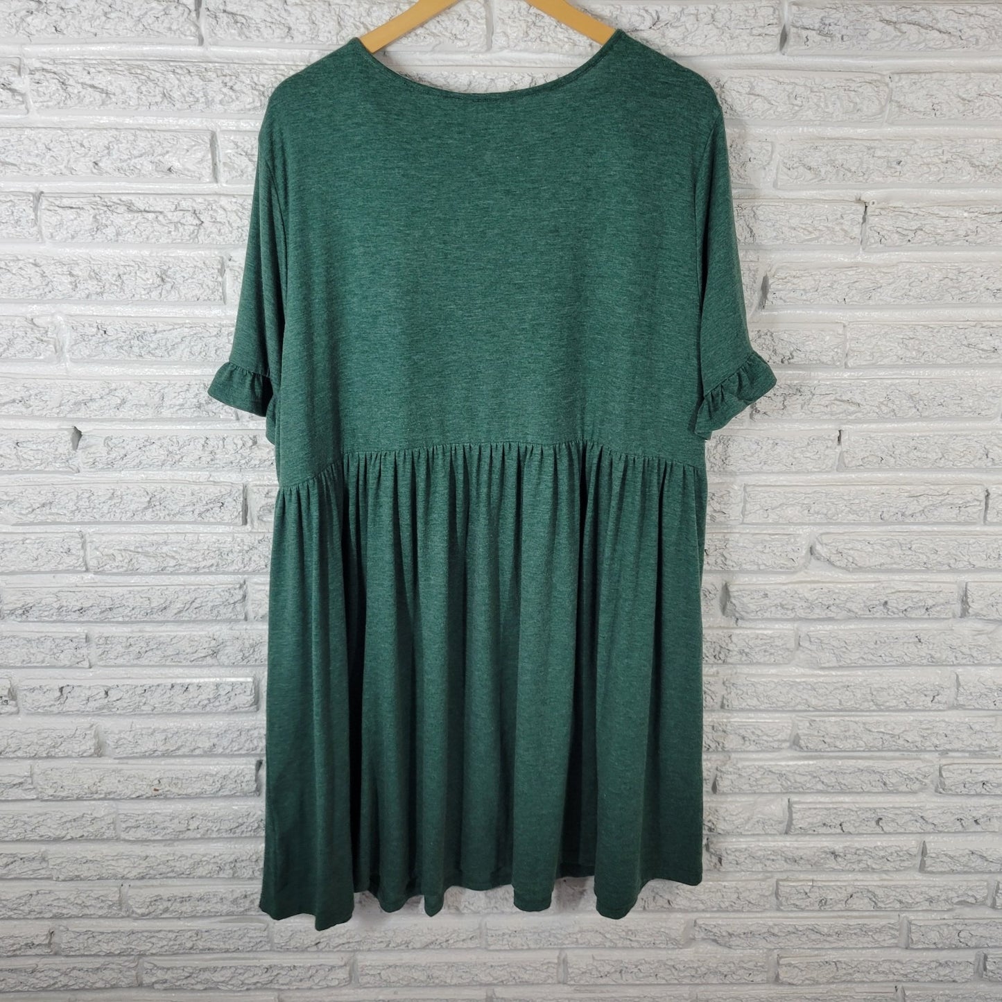 Shein Curve Womens Dress 3XL Plus Bell Sleeve Green Comfy Casual Knee Length