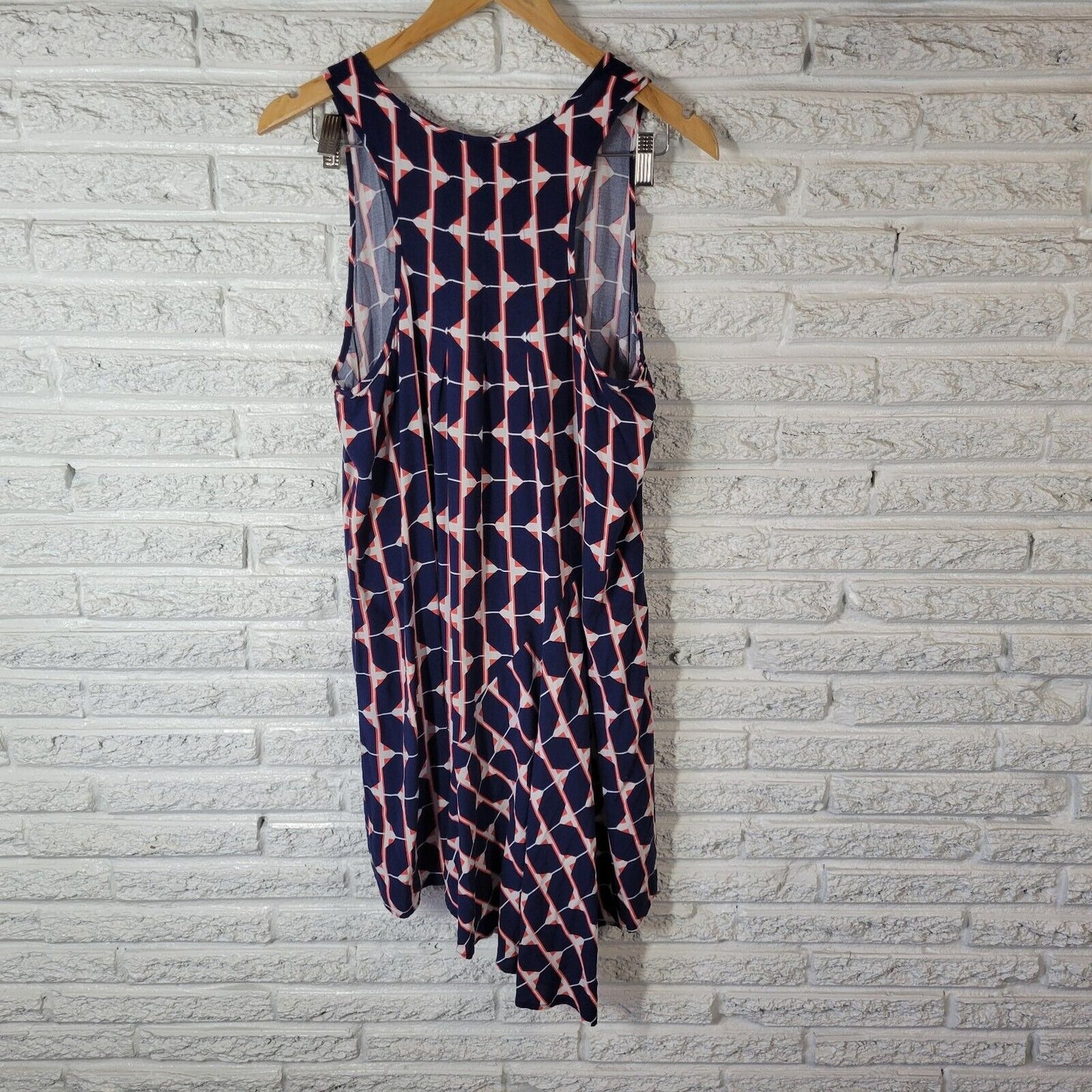 Stylus Womens Dress Extra Large Tank Mini Blue Red Geometric Rayon Asymmetric