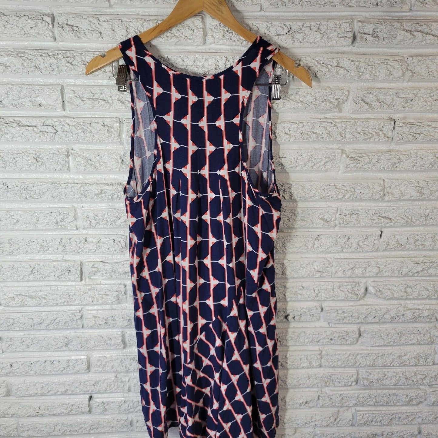 Stylus Womens Dress Extra Large Tank Mini Blue Red Geometric Rayon Asymmetric