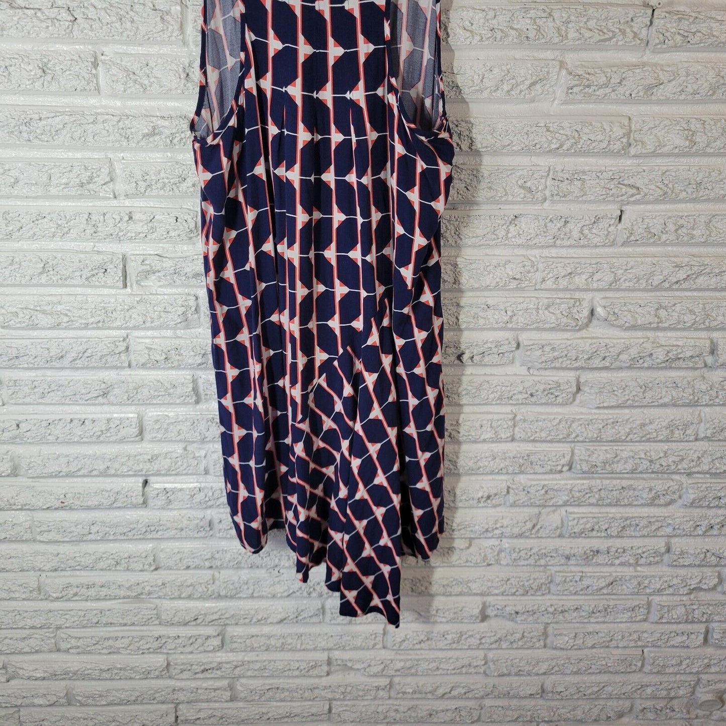 Stylus Womens Dress Extra Large Tank Mini Blue Red Geometric Rayon Asymmetric