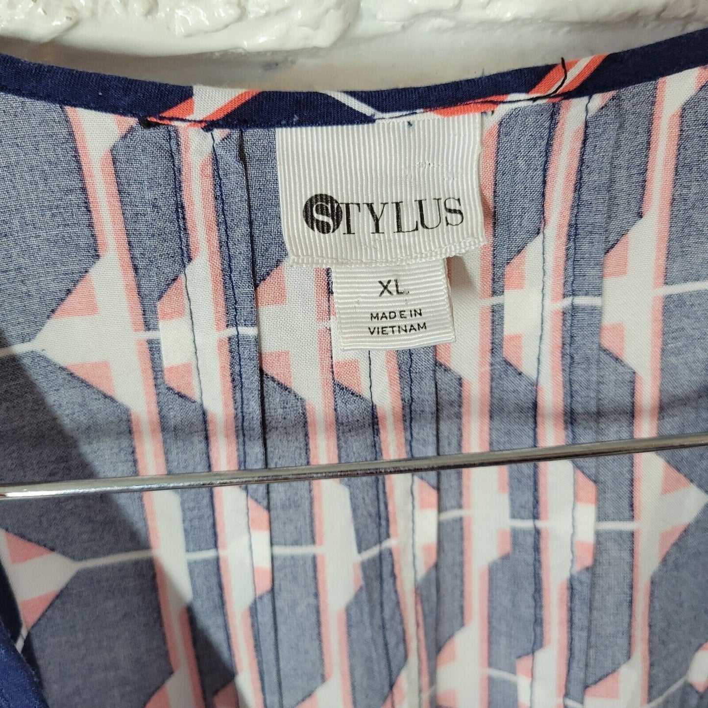 Stylus Womens Dress Extra Large Tank Mini Blue Red Geometric Rayon Asymmetric