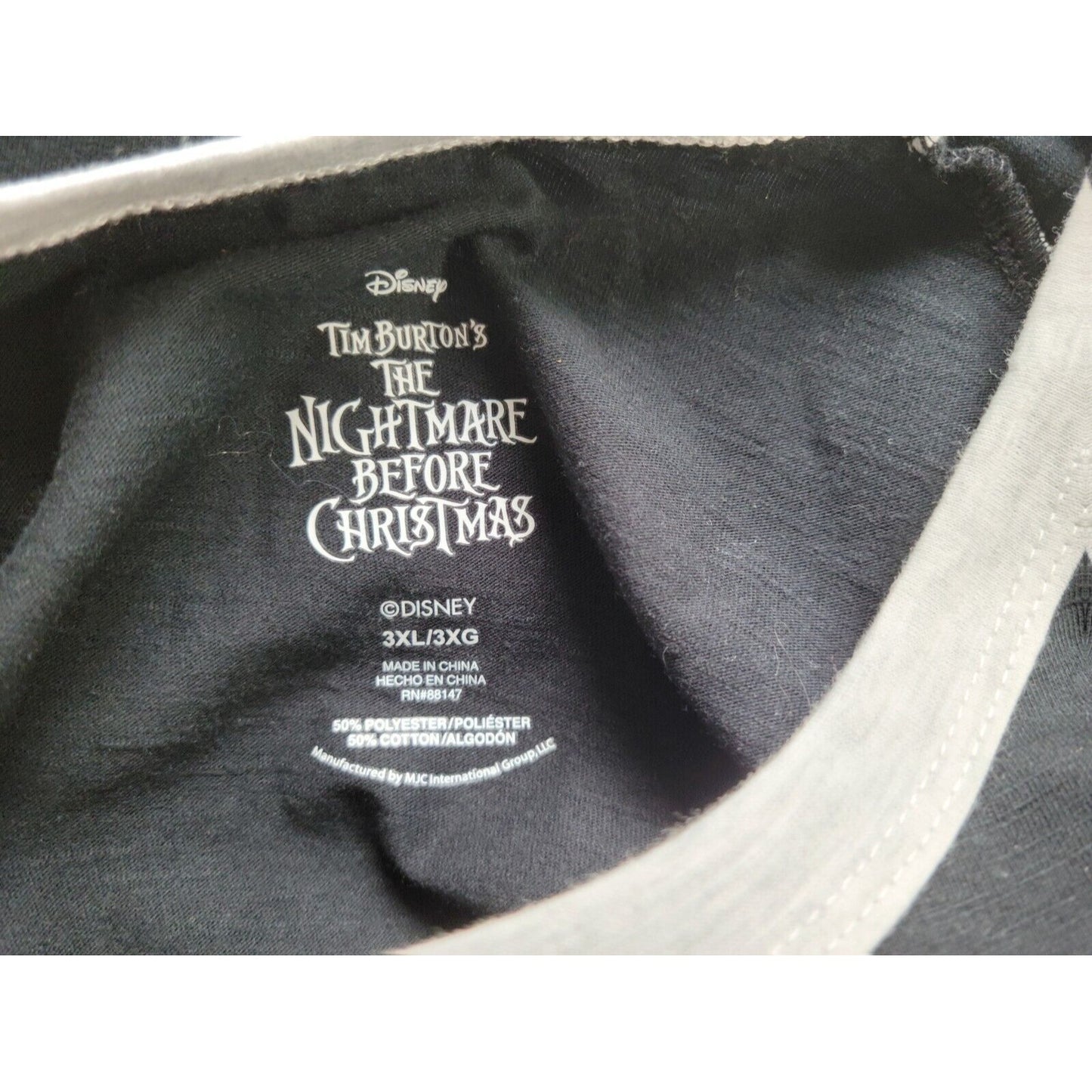 Christmas Disney Nightmare Before 3XL Black Tee Crop Short Sleeve Pull On Crew