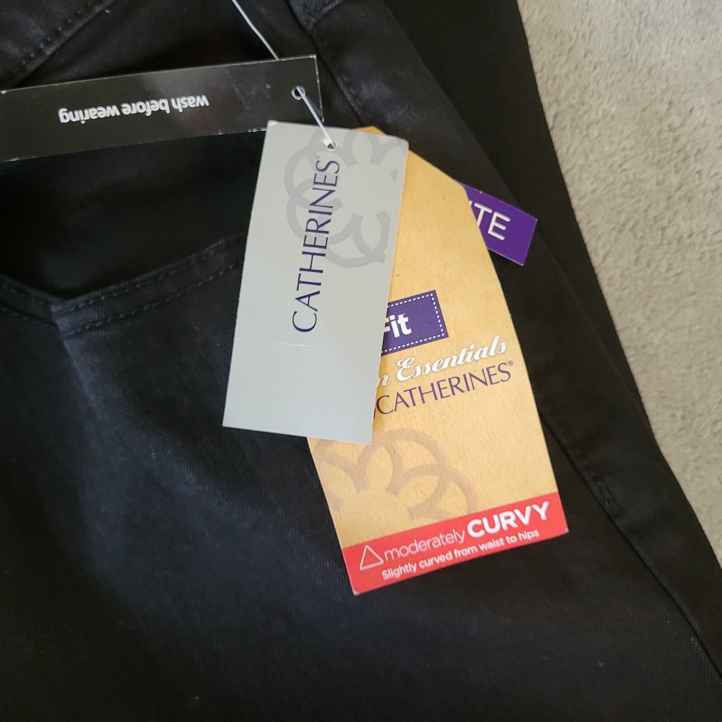 Catherines Right Fit Womens Jeans 22WP Plus Petite Capri Curvy Zip Black Denim