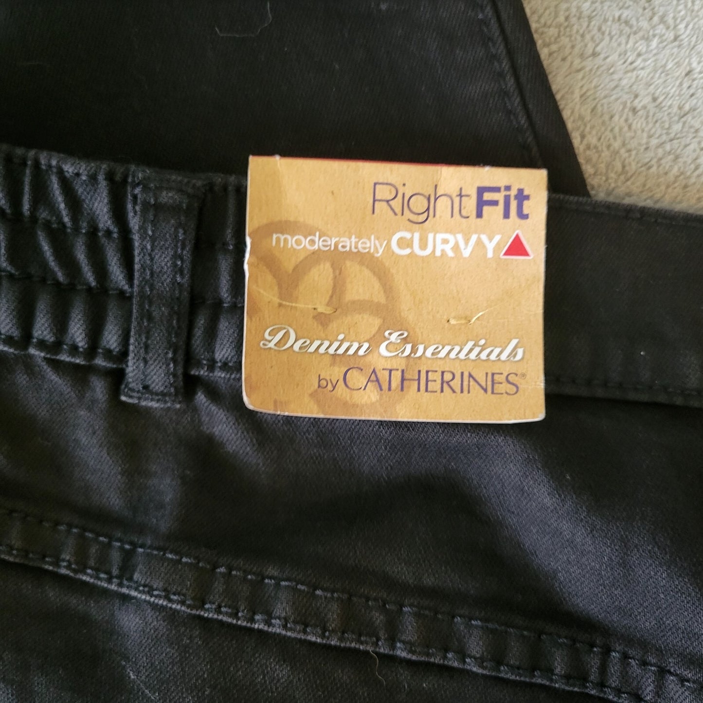 Catherines Right Fit Womens Jeans 22WP Plus Petite Capri Curvy Zip Black Denim