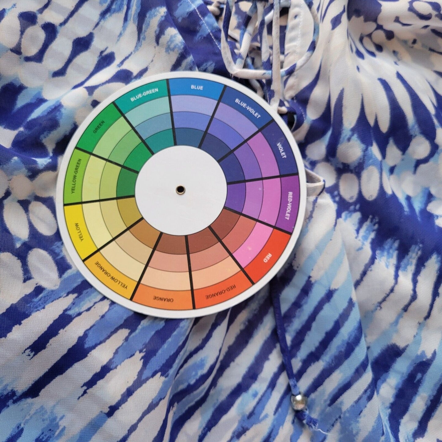 Ana Womens Top 2X Tunic 3/4 Sleeve Blue Tie Dye Lace Up Lightweight Sheer Casual