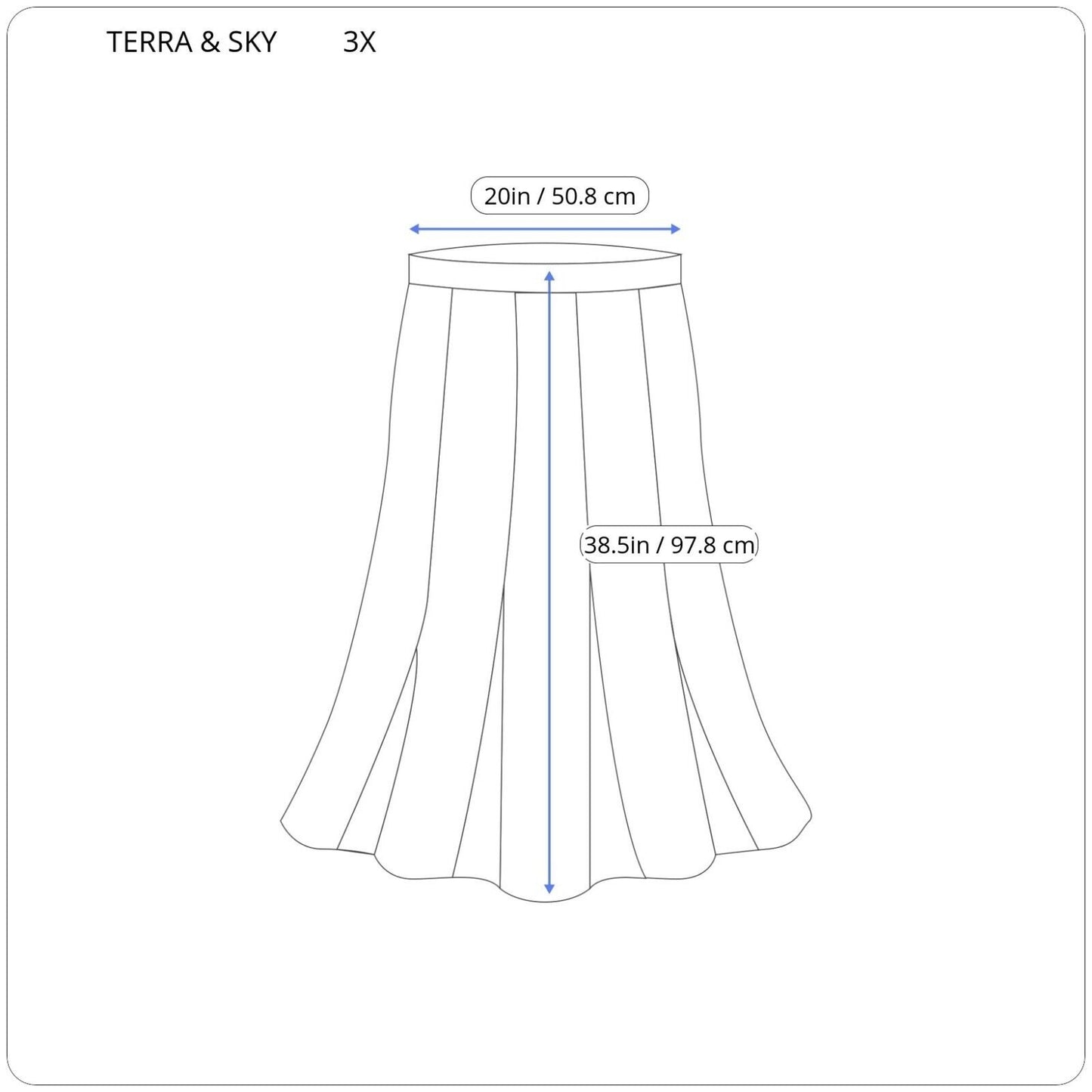 Terra Sky Women Skirt 3X Plus Pull On Midi ALine Blue Geometric Pockets Diamonds