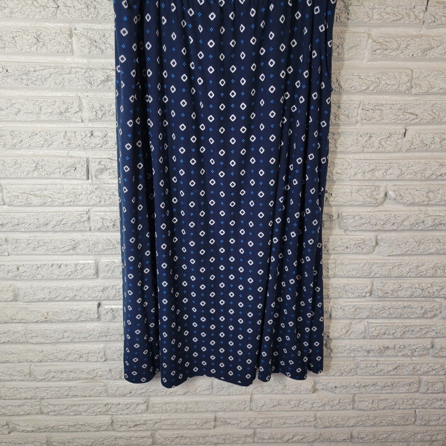Terra Sky Women Skirt 3X Plus Pull On Midi ALine Blue Geometric Pockets Diamonds