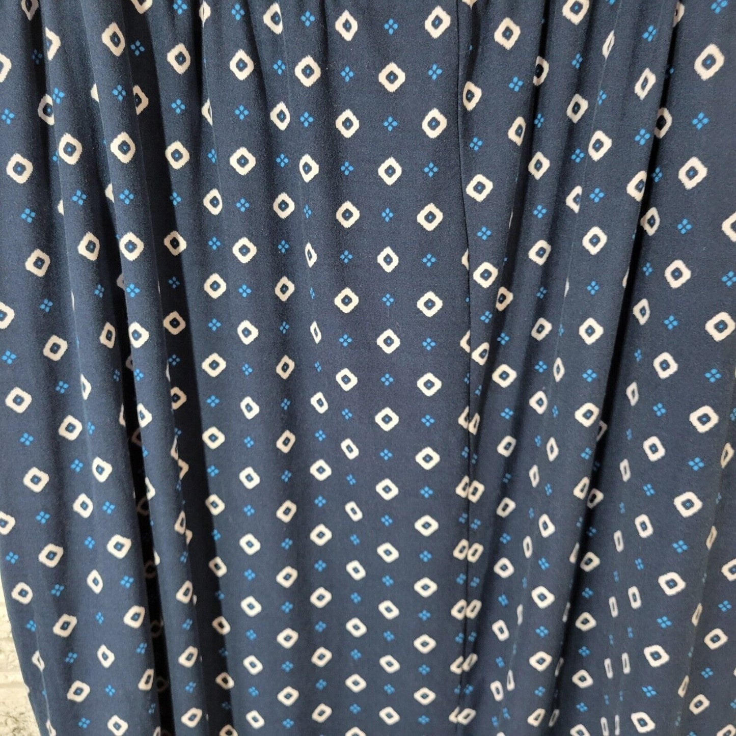 Terra Sky Women Skirt 3X Plus Pull On Midi ALine Blue Geometric Pockets Diamonds