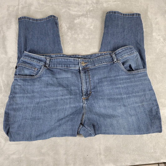 Lee Relaxed Womens Jeans 24WP Petite Plus Mid Rise Medium Blue Denim Zip Fly