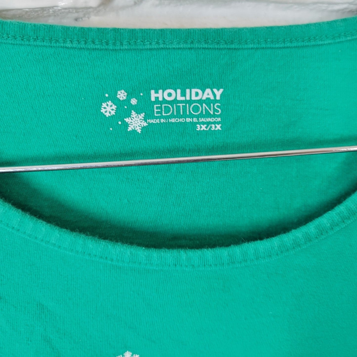 Christmas Holiday Editions Womens Top 3X Plus Tee Cat Reindeer Deck the Halls