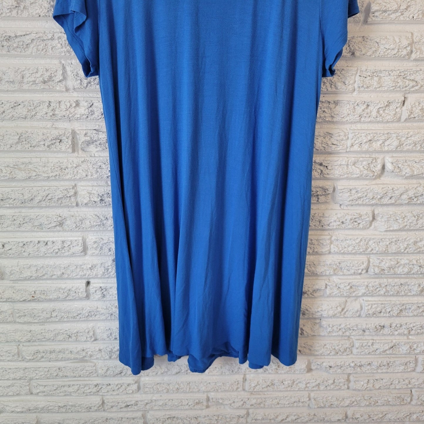 Lane Bryant Womens Dress 18 20 Plus Short Sleeve Blue Lace Panels Office Casual