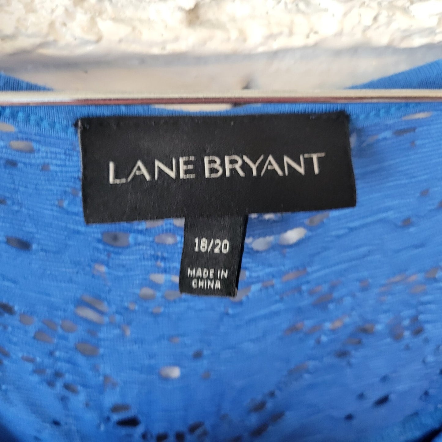 Lane Bryant Womens Dress 18 20 Plus Short Sleeve Blue Lace Panels Office Casual