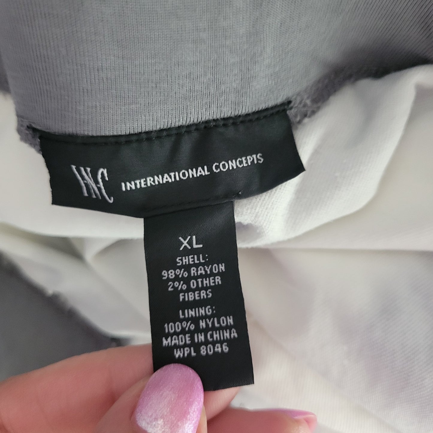 INC International Concepts Womens Skirt XL Midi Gray Stripe Rayon Blend Lined