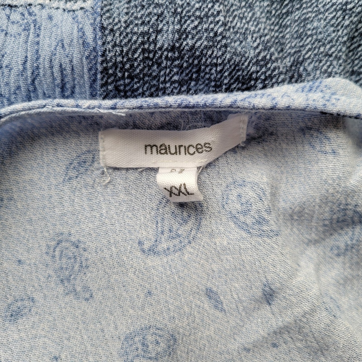 Maurices Womens Top XXL Plus Cap Sleeve Blue Paisley Casual Lightweight Rayn