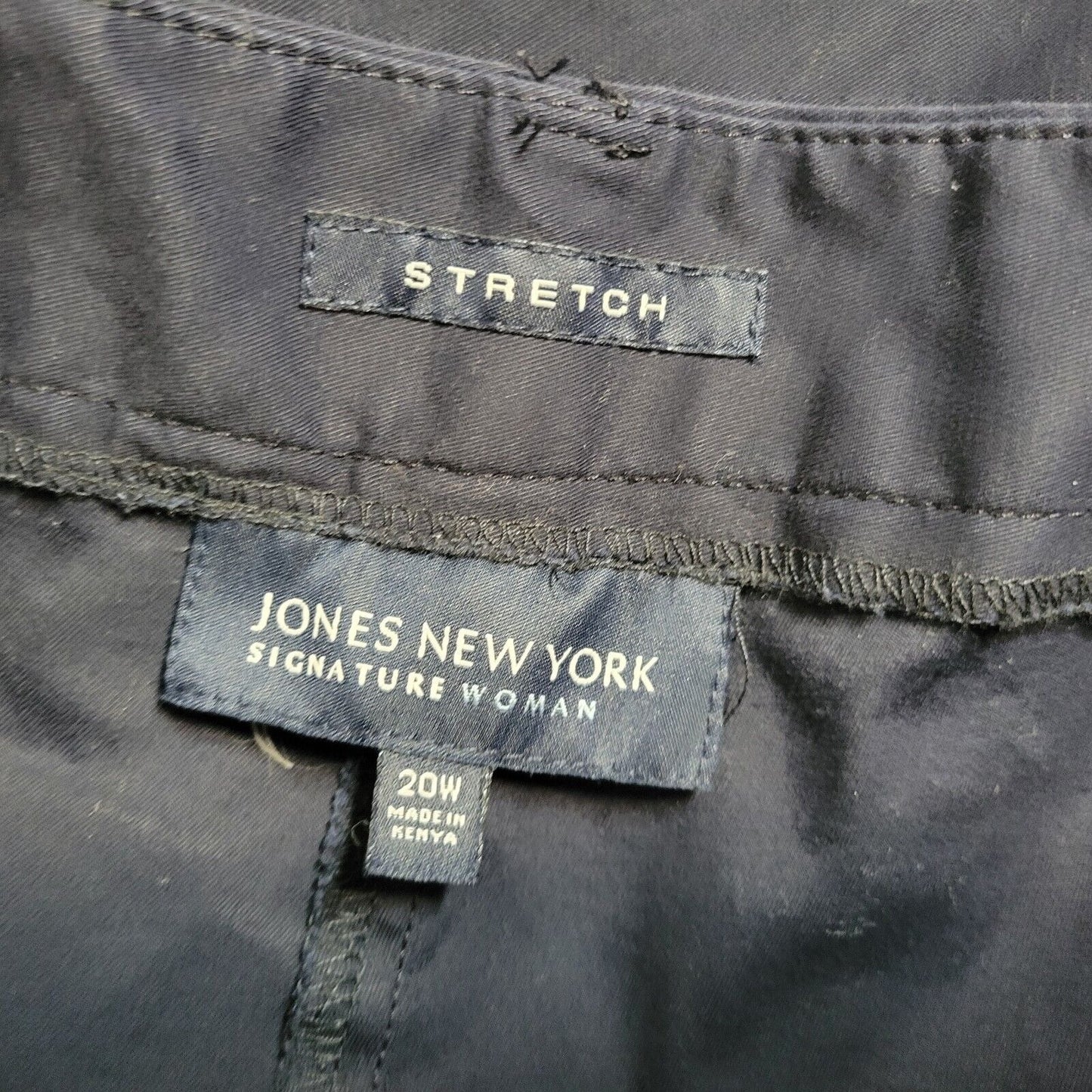 Jones New York Womens Pants 20W Plus Straight Leg Blue Cotton Blend Zip Fly