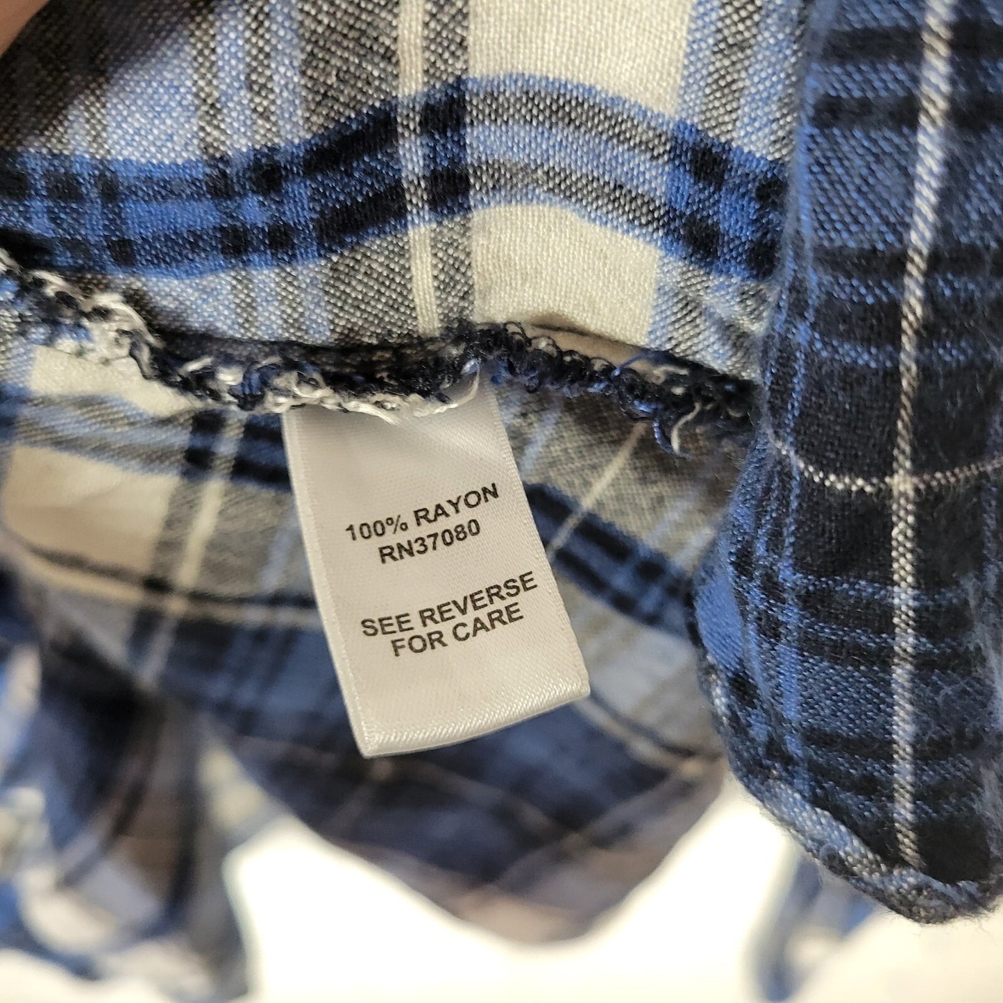 Cato Est 1946 Women Top 26W 28W Plus Long Sleeve Blue Plaid Pockets Rayon