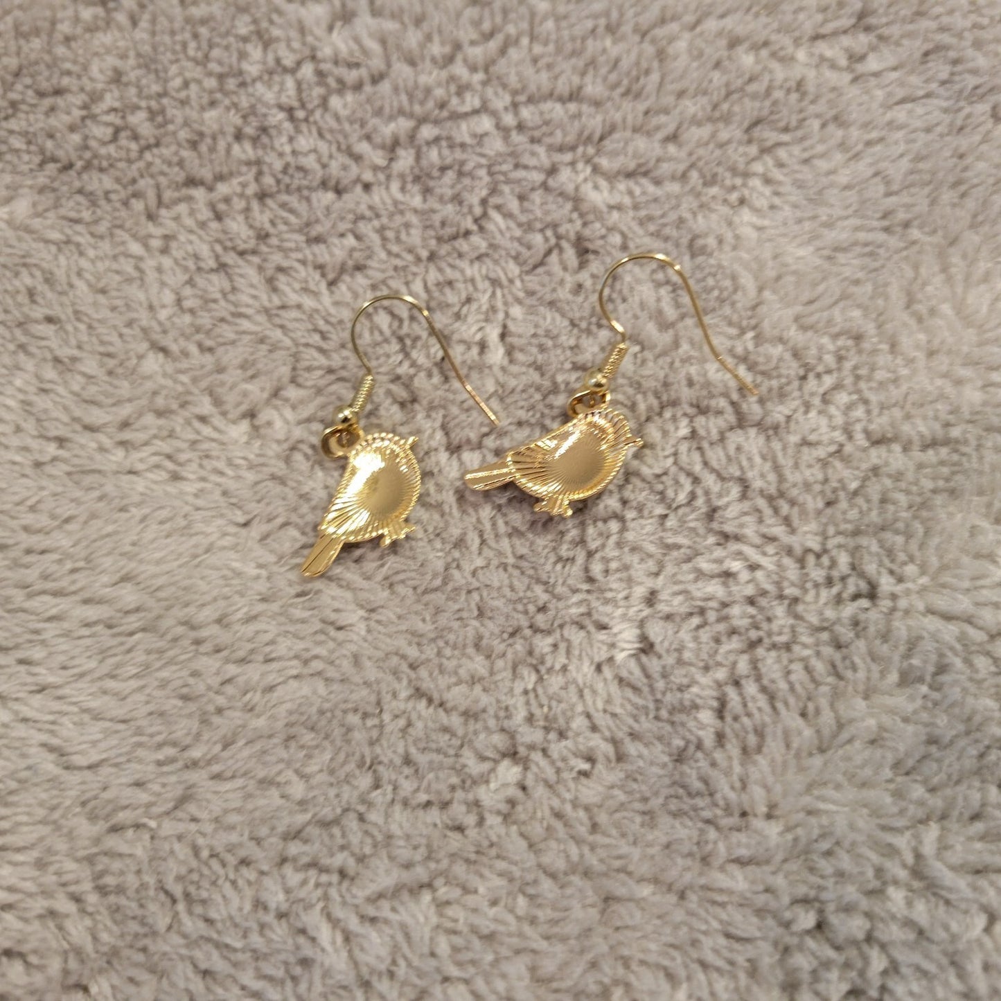 Birds #3  Womens Earrings One Pair Blue Hanging Dangle Aluminum Alloy Gold Tone