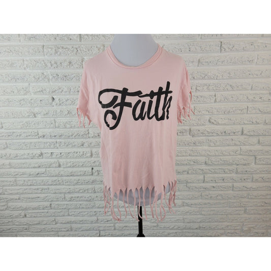 On Fire Womens Top 1X Plus Tee Boho Faith Dream Believe Achieve Pink Fringe