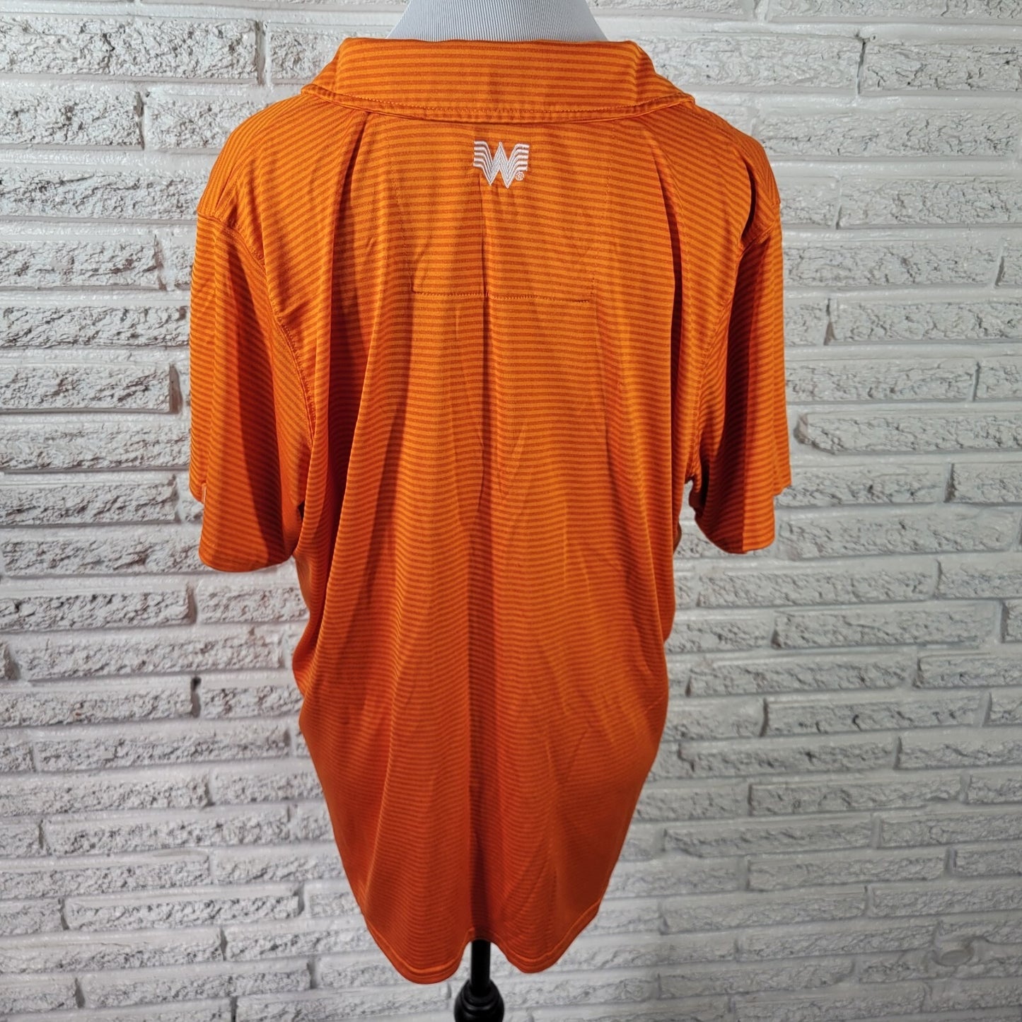 Whataburger Womens Top Extra Large XL Uniform Short Sleeve Collar Orange Stripe