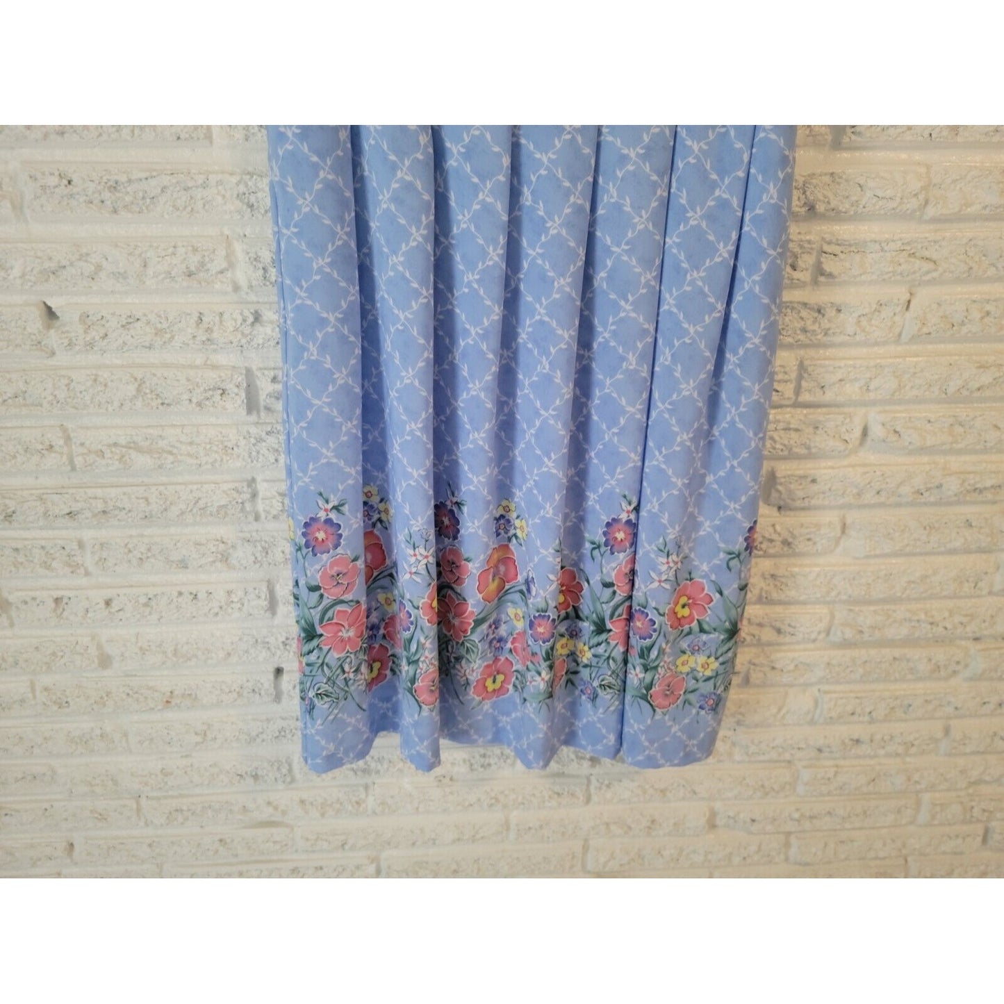 Napa Valley Womens Skirt 22W ALine Polyester Blue Floral Button Pleated Career