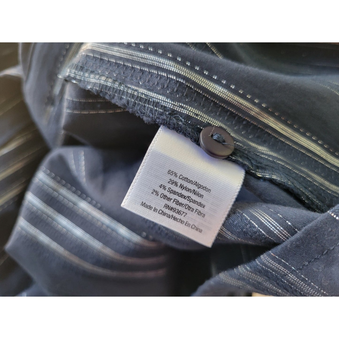 Ana Womens Top 3X Plus Long Sleeve Button Up Blue Silver Metallic Stripe Career