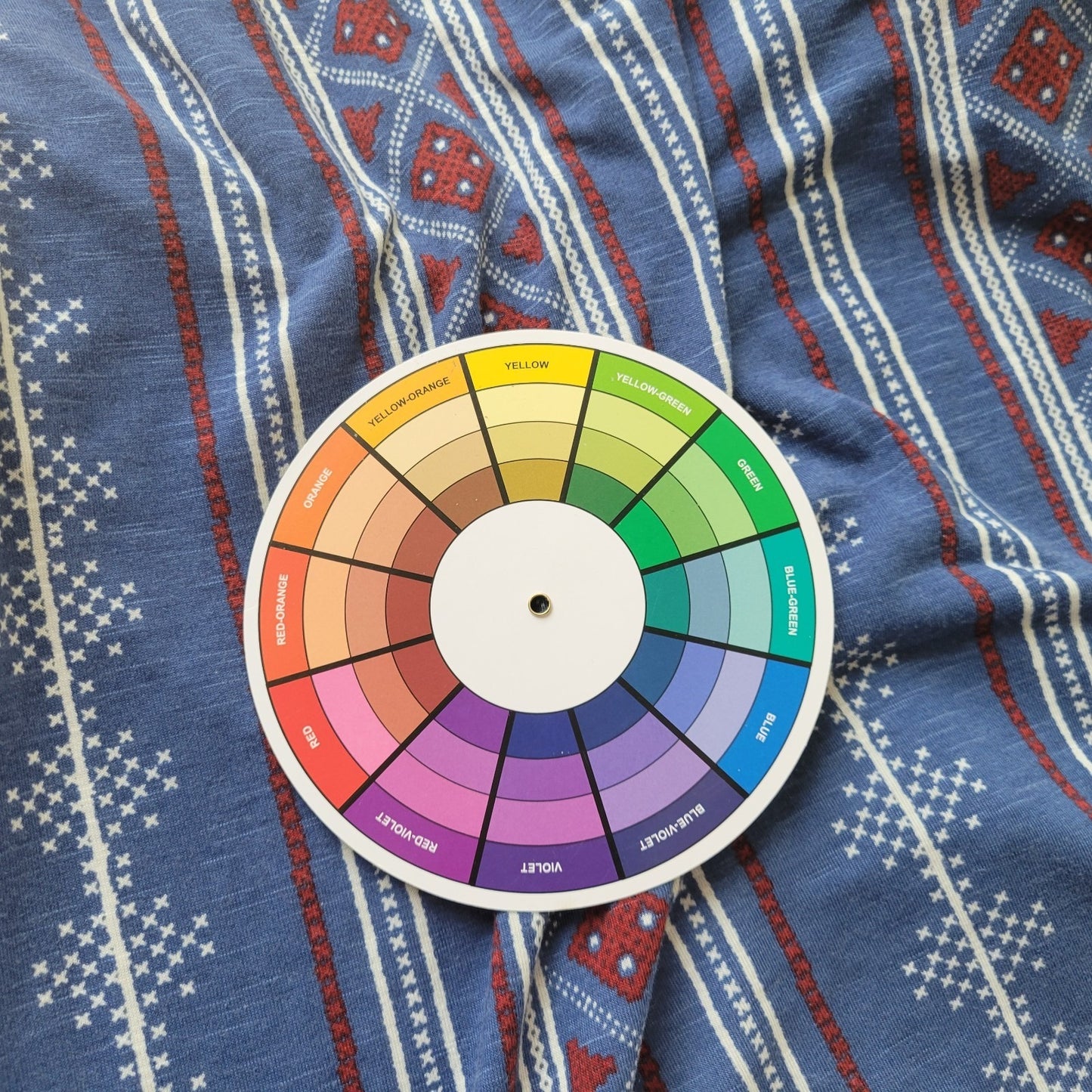 Westport Womens Top XL Flutter Ruffle Sleeve Blue Red Geometric Keyhole Back