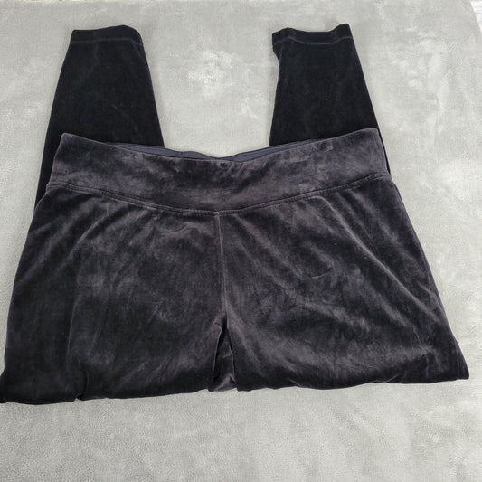 Talbots Womens Pants 3X Plus Pull On Black Soft Velour Comfy Cotton Blend Casual