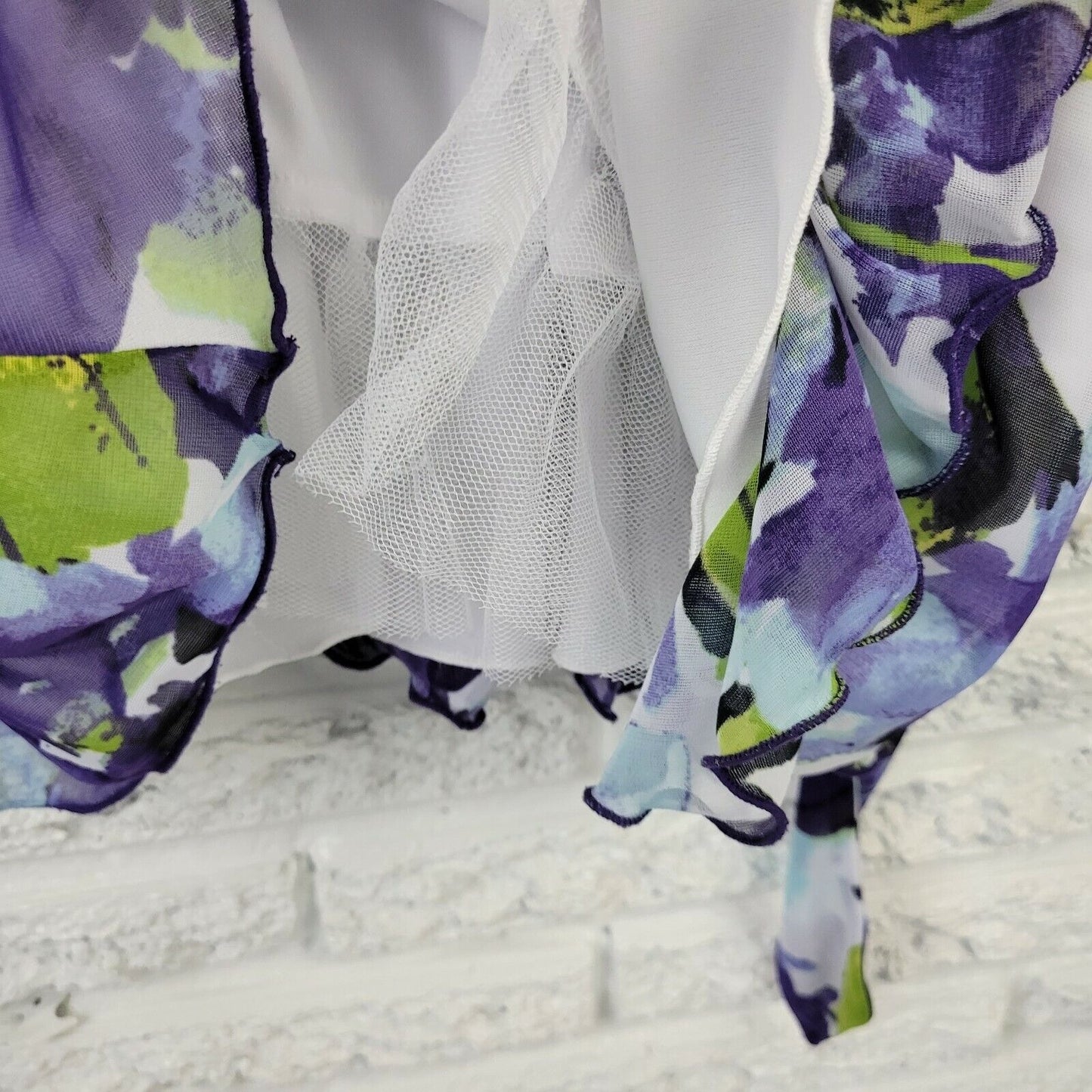 IZ Byer Womens Dress XL Mini Purple Floral Spaghetti Strap Lined Slip Party Mesh