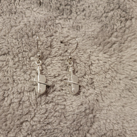 Viola Womens Earrings One Pair Music Silver Tone Alloy Band Orchestra Dangle