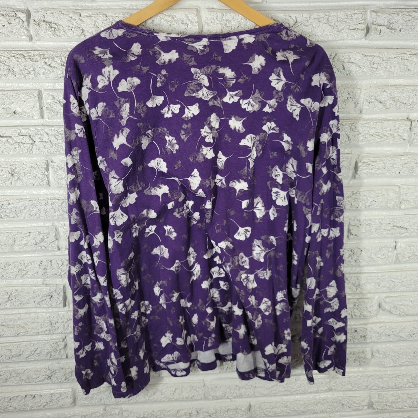 Croft Barrow Womens Top 3X Plus Tee Classic Purple Gray Floral Cotton Comfy