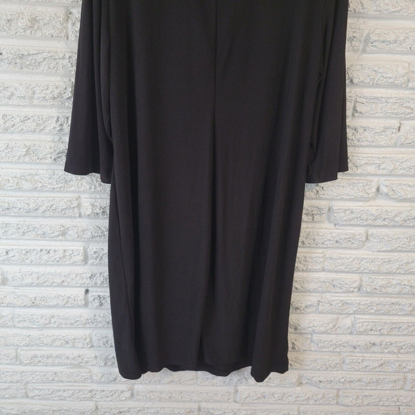 R&M Richards Womens Dress 18W Plus 3/4 Sleeve Black Fringe Cowl Neck Poly Blend