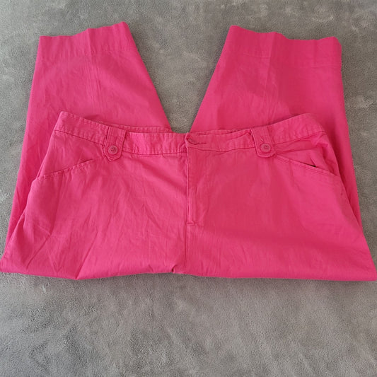 White Stag Womens Pants 22W Plus Capri Pink Lightweight Zip Fly Pockets Comfy