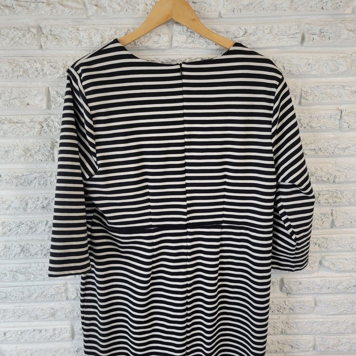 Old Navy Womens Dress 2X Plus 3/4 Sleeve Black White Stripe Zip Up Cotton Blend