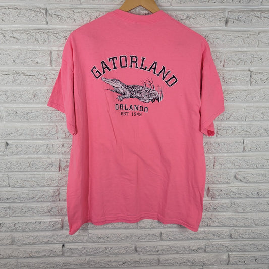 Gildan Gatorland Orlando Est 1949 Womens Top XL Tee Short Sleeve Pink Souvenir